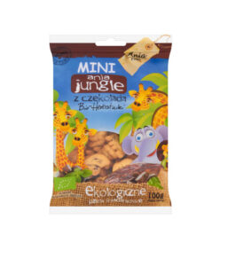 Herbatniki mini jungle z czekoladą 100 g Bio Ania, termin przydatności 30.04.2026