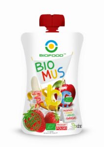 Mus truskawka+banan+jabłko  90 gbezglutenowy BIO BioFood