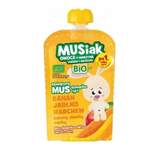 Mus owocowo-warzywny banan jabłko marchew BIO 100 g MUSIAKI, termin przyd.05.04.2026